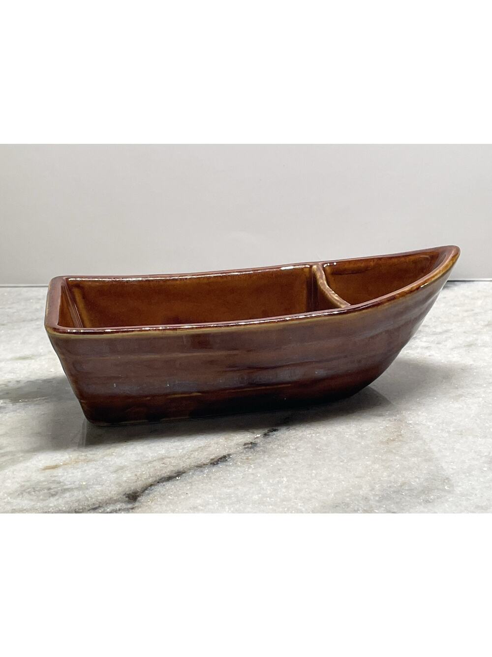 Hall China Pottery Restaurant Ware Condiment Cocktail Sauce Shrimp Boat 1145